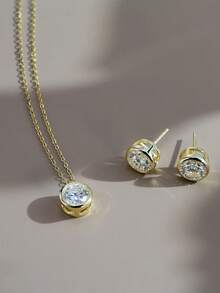 1件925纯银/14K金1克拉/2克拉圆形莫桑石钻石吊坠项链，奢华珠宝，男女皆宜，适合婚礼、宴会、生日庆典等场合，2026时尚项链 - 圓形的 - 查看 4