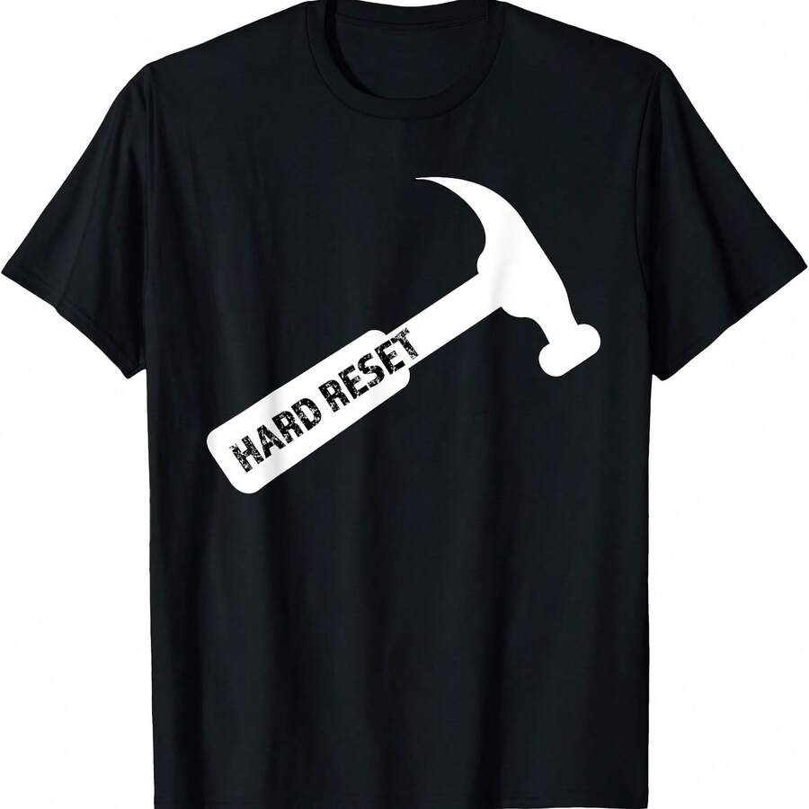 Hard Reset Hammer - Camiseta divertida con meme de broma de reparación de TI - Negro 1 - Ver 1