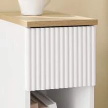 SoBuy Nightstand With Drawer For Box Spring Bed, Sofa Table, White, Approx. 20x60x35cm (WxHxD), FBT111-WN, Narrow Side Table, Telephone Table, Bedside Shelf, Hanging Shelf, Nightstand, Side Table, MDF (E1) - 全白色 - 查看 10