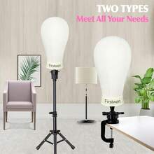 22 Inch Canvas Wig Head With Stand Canvas Mannequin Head With Wig Head Stand Manikin Head Block Set For Wigs Trimming Making Display With T Pins Set - Multicolor - View 5