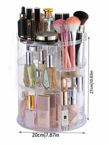 1pc 360° Rotating Makeup Display Rack, Transparent Cosmetic Storage Box, Multi-Functional Bathroom Makeup Brush Holder, Perfume Rack, Vanity Table Lipstick And Skincare Storage Box, Cosmetic Makeup Display Organizer, Suitable For: Countertop, Bathroom Vanity, Makeup Room. Suitable For Ladies, Mother's Day, Valentine's Day Gift - Multicolor - View 11