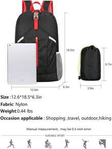 Foldable Hiking Backpack Lightweight Packable Basic-Daypack Collapsible Bag Water-Resistant Travel Men Women Camping Cycling Outdoor - màu đen - Xem 3