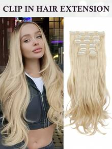7pcs/Set Clip-In Curly Layered Hair Extensions, Synthetic Fiber, Upgraded Soft Lace, Lightweight, Suitable For Women (Golden) - Gold - View 1