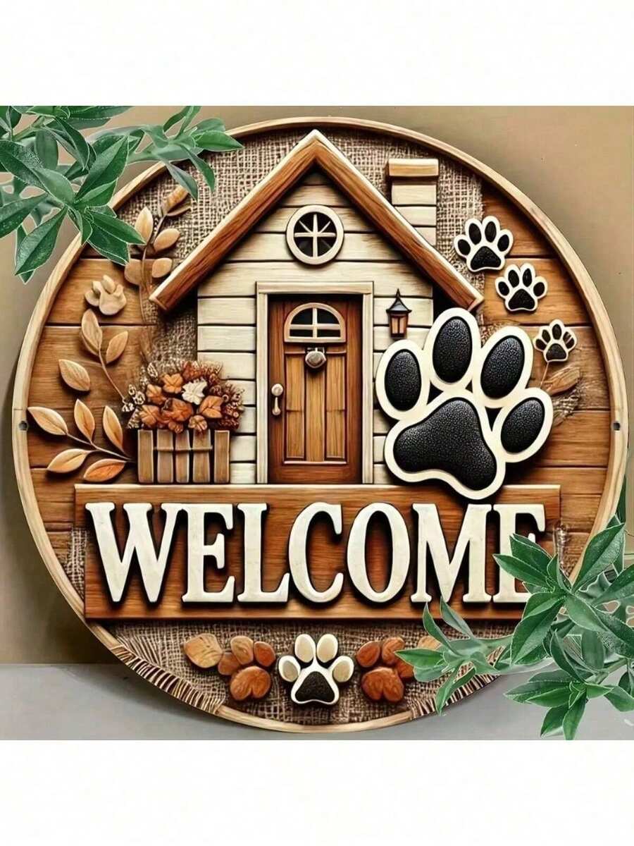 ️✨CIFf BUY Puppy Paw Print Welcome Sign - 8x8 Inch Round Iron, Charming House Design - Living Room Decor,Valentines Decor,Bathroom Deccor,Wall Decor,Room Decor,Bathroom Deccor,Home Decor,Wall Art,Pet Lover Metal Sign,Dog Theme Wall Decor,Vintage Dog Sign,8x8 Metal Plaque,Garage Dog Decor,Cafe Pet Wall Art,Dog Home Accent,Retro Pet Metal Sign,Pet Room Wall Decor,Dog Lover Gift - 多色 1 - 查看 1