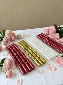 Cirelle 1 Box Of 6 Pieces Retro Spiral Dining Table Candles, Creating A Romantic Dining Atmosphere, Essential Home Decor - Multicolor - View 6