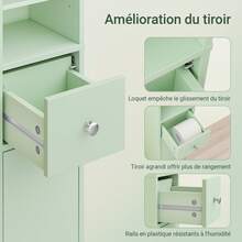 SoBuy Meuble Salle de Bain Colonne Salle de Bain 180cm Armoire de Rangement étroite 20x20cm avec étagères Réglables et Tiroir - Colonne Gain de Place pour WC, Lavabo, Buanderie BZR34-II-GR - Vert - Voir 8