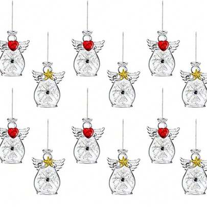 12pcs 4.1cm Transparent Glass Angel Christmas Tree Ornaments