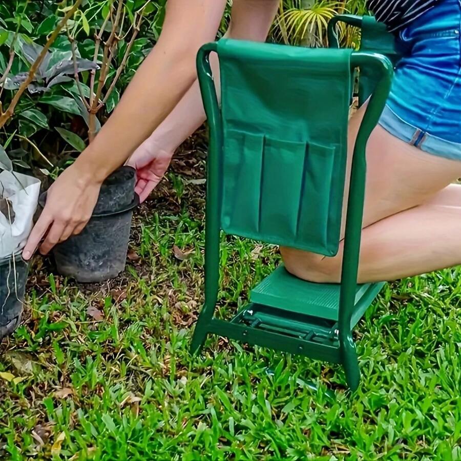 Portable Multi-Pocket Garden Tool Storage Bag - Durable Fabric Design, Suitable For Garden Tools, Kneeling Chair, And Outdoor Accessories (Green), Garden Tool Organizer Bag