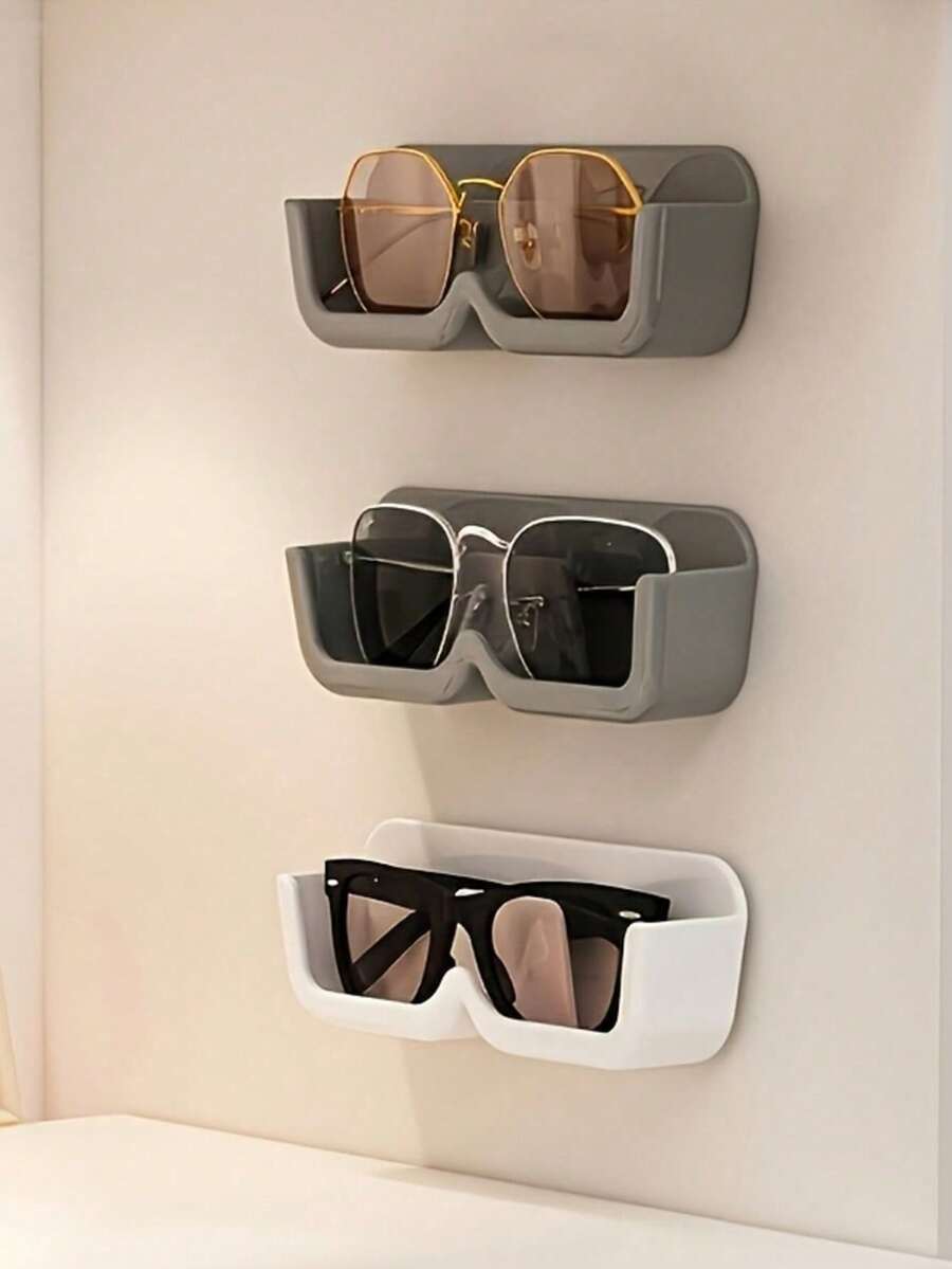 1pc Wall-Mounted Eyeglass Holder, Suitable For Bathroom And Bedroom, Anti-Drop Fashionable Glasses Storage Display Rack, Adhesive No Drilling Needed Glasses Hanger, Space-Saving Home Storage Accessory, Suitable For Daily Use, Graduation Gift And Household Essential