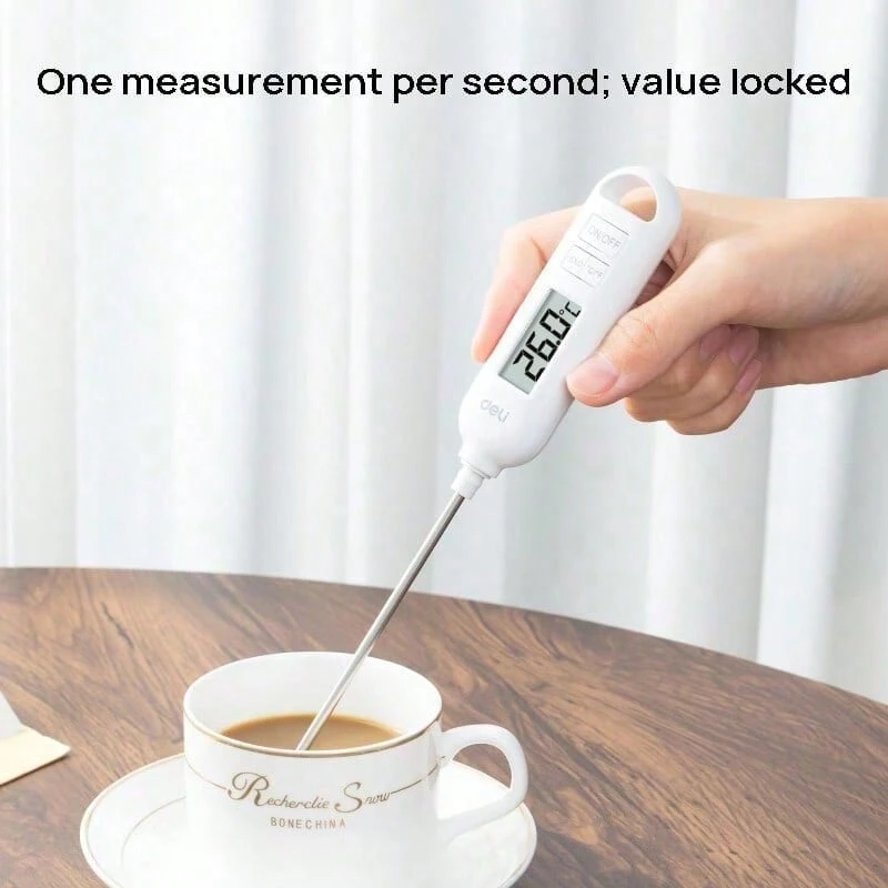DELI LE553 Thermometer: Direct-Insertion Probe Thermometer With Numerical Locking For Accurate Temperature Measurement, Intelligent Power Saving, And Automatic Sleep Mode. - One Size Fits All - View 1