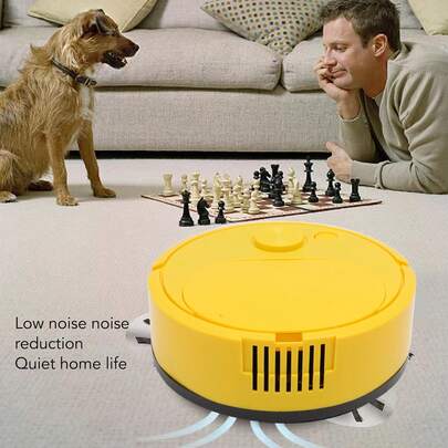Mini Smart Robot Vacuum Cleaner - Multifunctional, USB Rechargeable, Ideal For Hardwood Floors, Tiles And Carpets - Stylish Yellow Design