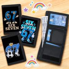 多功能三折钱包，耐用布艺钱包，带信用卡/身份证/现金卡槽，可爱时尚钱包，带零钱包和身份证窗口，男女通用趣味印花钱包 - 錢夾 - 查看 1