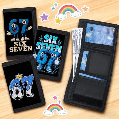 Multi-Functional Tri-Fold Wallet, Durable Fabric Wallet With Credit Card/ID Card/Cash Slots, Cute & Stylish Wallet With Coin Pouch And ID Window, Unisex Funny Print Wallet