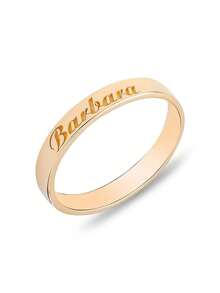 14K Solid Gold Handwritten Name Ring, 10K/18K Personalized Custom Name Ring, Personalized Name Ring For Mother - Multicolor - View 7