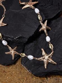 Opalesca 1 件夏季海星腰链精致百搭女士身体链适合日常和夏季海滩度假穿着礼物 - 金色 - 查看 4
