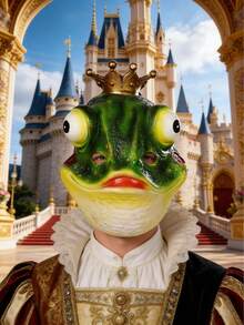 青蛙王子面具，嘉年华化装舞会酒吧，趣味化装舞会表演道具，恶作剧和有趣的头饰 - 彩色 - 查看 9