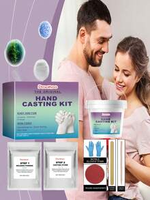 DIY Hand Mold Kit, Clone Powder 3D Hand Model Powder, Hand Print DIY Souvenir Hand Mold Set, Valentine's Day Gift For Boyfriend/Girlfriend (Random Delivery Of New And Old Versions) - A - View 2