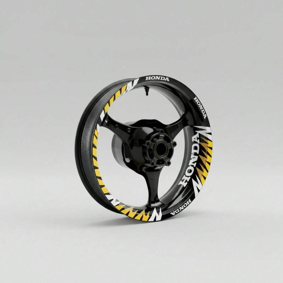 Complete Motorcycle Rim Stickers Decals - أصفر عاكس - مشاهدة 1