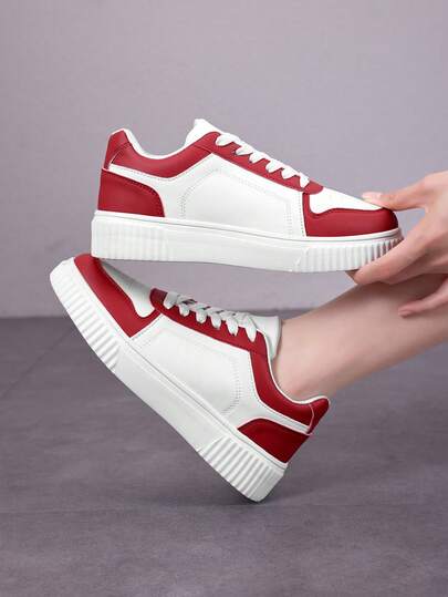 Casual Soft Sole Lace-Up Sneakers For Teenagers, Outdoor Activities Sports Shoes For Big Kids