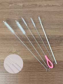 Set de 3 piezas/5 piezas de cepillos de limpieza reutilizables de acero inoxidable, aptos para limpiar vidrio, silicona, pajitas de metal, utensilios de cocina (entrega aleatoria) - Cepillo de gota de agua (pelo aleatorio multicolor) - Ver 2