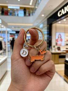 Llavero personalizado de perro salchicha, regalo para niños, llavero del Día de San Valentín, regalo de regreso a la escuela - perro salchicha amarillo - Ver 3