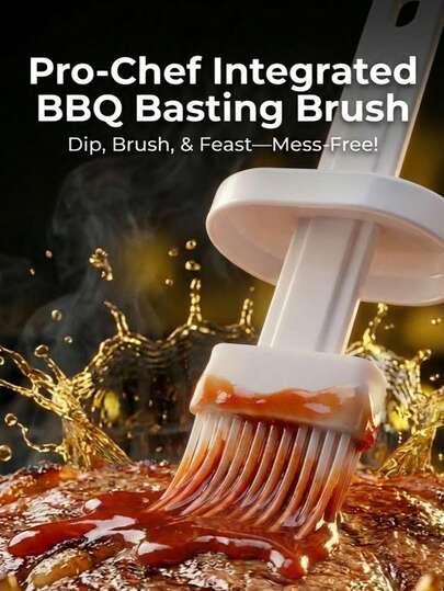 1pc Silicone Oil Brush, Silicone + Plastic Material, Heat Resistant, Easy To Clean, Portable, Suitable For Brushing Barbecue Oil, Meat Oil, Seafood Oil, Vegetable Oil, Baking Oil, Suitable For Outdoor Camping Cooking, Outdoor Barbecue, Beach Barbecue, Car Barbecue, Outdoor Campfire Barbecue, Picnic Cooking, Suitable For Outdoor Camping Enthusiasts