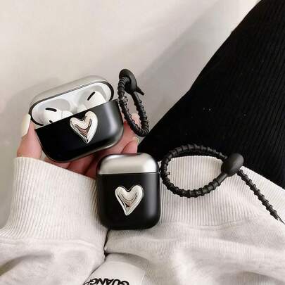创意撞色3D爱心设计保护套，适用于苹果蓝牙耳机，防刮防震