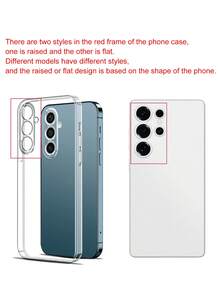 1pc Blue Floral Pattern Android Phone Case, Precise Cutout Camera Protection Suitable Compatible With Samsung, Nothing, Pixel, - Clear - View 9