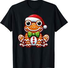 Camiseta divertida de Navidad con diseño de rana y hombre jengibre para mujer, hombre y niño - Negro 3 - Ver 1
