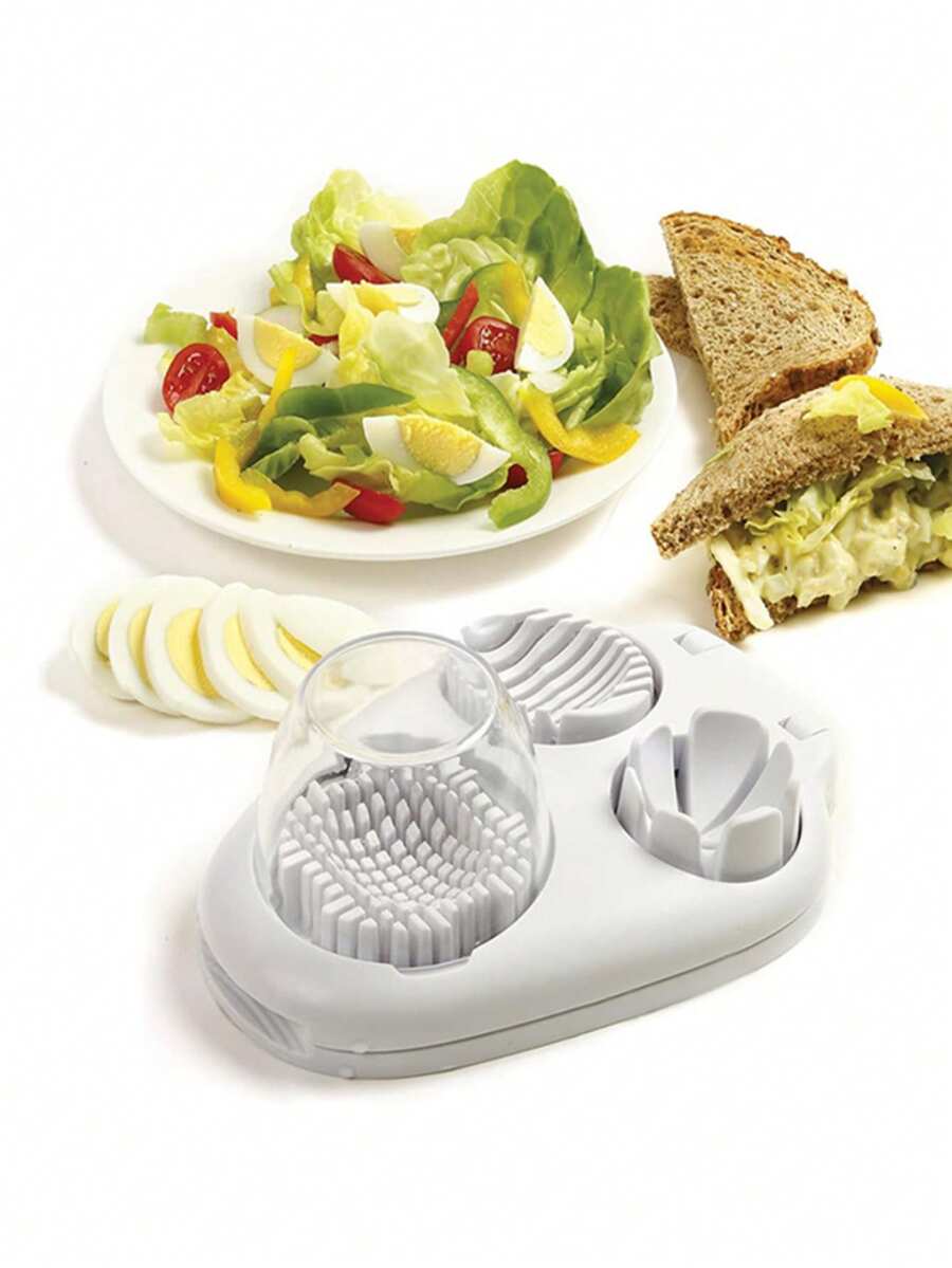 3-In-1 Egg Slicer, Egg Cutter And Egg Masher Tool - White - View 1