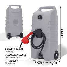 Tanque de Combustible Portátil de 57L con Bomba de Transferencia y Manguera de 3m, Depósito de Gasolina con Ruedas para Cortacésped, Embarcaciones y Uso Agrícola - Correa de banda gris - Ver 2