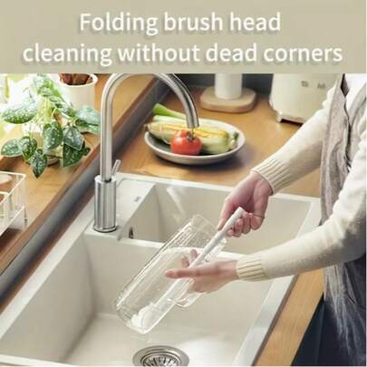 1个多功能硅胶杯刷，带长PC手柄 - 360度旋转清洁刷，适用于瓶子、杯子、容器 - 可重复使用的手动清洁工具，无需用电，厨房和商业清洁工具，符合人体工程学的手柄，结构坚固，家庭烹饪必备，适用于家庭厨房、餐厅、酒店，生日礼物、圣诞礼物、母亲节礼物