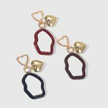 1pc Asymmetrical Mirror Keychain, Heart Pendant, Minimalist Design Bag Charm, Holiday Gift - Multicolor - View 3