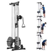 Máquina de tracción y cable LAT montada en la pared, sistema de polea doble, 20 ajustes de altura, capacidad de 400 libras, entrenador de gimnasio en casa de cuerpo completo, diseño que ahorra espacio - Negro - Ver 9