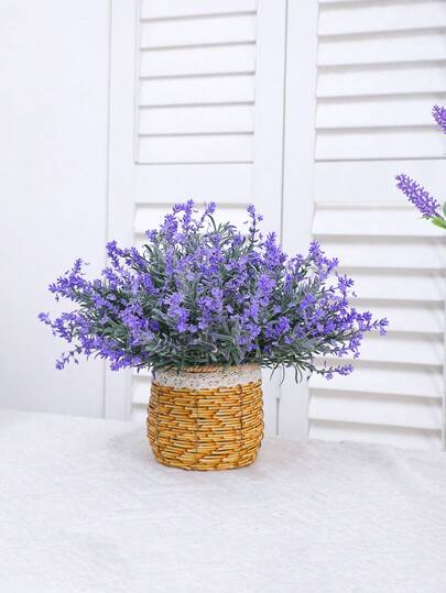 2pcs Artificial Lavender Flower Stems Decor, Home Living Room Windowsill Fireplace Vase Filler DIY Decorations, Outdoor Garden Rack Ornaments