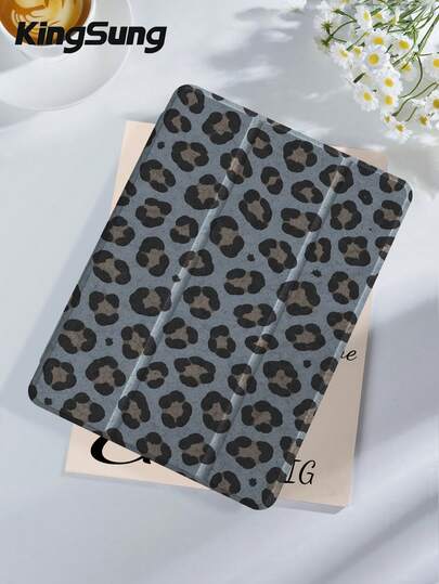 Leopard Print Tablet Case, Compatible With IPad 9.7/10.2/10.5/10.9/12.9/Pro 11, 10th Generation, Compatible With Samsung Galaxy Tab S6 Lite 10.4-Inch, Compatible With Kindle Paperwhite 12th Gen 2024, Kindle (11th Generation) 2022 Version, Kobo Clara Color, Soft Fall Protection, Smart Stand/Auto Wake/Sleep