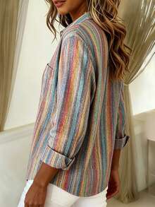 Plus Size Women's Printed Casual Regular Shoulder Blouse, Suitable For Spring, Summer And Autumn - Multicolor - View 3