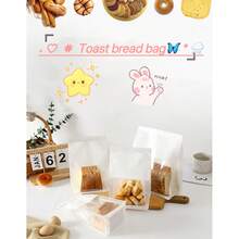 Window-Opening Transparent White Kraft Paper Bags, Household Baking Food Sealed Bags, Wire-Edged Sealing Toast Bread Bags - Multicolor - View 1