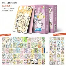 Chii Kawa 60张卡片+32张贴纸盒装高清LOMO卡片，动漫周边，收藏品，小礼物，情人节，圣诞节礼物 - 彩色 - 查看 2