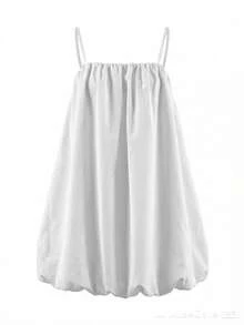 White Sleeveless Loose Mini Dress Women's Casual Flowy A-Line Dress - White - View 6