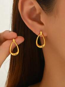 925 Silver Gold Plated Plain Circle Earrings French Minimalist Hypoallergenic Valentine Gift Box - Multicolor - View 7