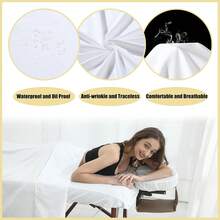 Massage Table Sheets 2 Sets, 3 Pcs Professional Microfiber Massage Bed Cover Sheets, Soft, Light-Weight, Stain & Wrinkle Resistant, Includes Flat & Fitted Sheet, Face Cradle Cover - White - White - View 2