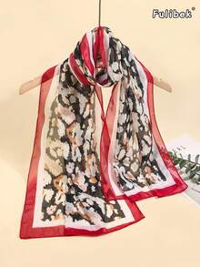 1pc Women's Lightweight Chiffon Printed Scarf, Shawl, Silk Scarf, Sun Protection Scarf, Suitable For Daily Use, All Season - Multicolor - View 1