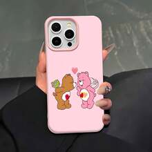 Funda para teléfono con diseño de oso lindo y amor compatible con  17,  16 Pro Max,  15 Pro Max,  13 y  12. Fabricada en material TPU, elegante textura de lichi, de alta gama y versátil, resistente al agua, a los golpes y a los arañazos. Un regalo perfecto para familiares, amigos, seres queridos, novios/novias y aniversarios. - Rosa - Ver 5