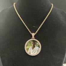 (Customized Items) Customized Small Round Photo Frame, Boy's Custom Photo Pendant, Full Diamond  Copper Jewelry, Custom Unique Necklace. - Nhiều màu - Xem 6