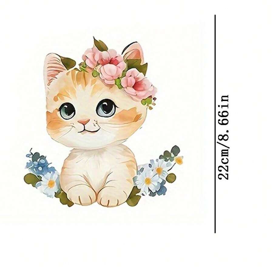 1pc Cat Heat Transfer Patch, Ironing And Washable, Suitable For T-Shirts, Jeans, Sweaters, Handbags, Pillows, Cushions - L - View 1