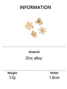 4件套时尚花卉图案镶钻金属金戒指套装，优雅时尚女士戒指，适合派对、节日、送礼。 - 金色 - 查看 7