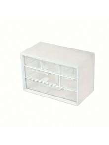 1pc Large Capacity Multi-Function Transparent Plastic Desktop Storage Box With Drawers, Suitable For Office, Cosmetics And Bathroom Supplies,Room Decor - Multicolor - View 6