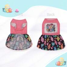 1pc Pet Dog Dress, Easter Pink Candy Bunny Print Pet Dress, Suitable For Small/Medium Dogs & Cats, Holiday Pet Costume, Easter Gift - Pink - View 5
