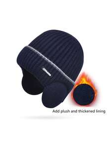 1pc Men's And Women's Outdoor Plus Velvet Thickened Knitted Hat, Winter Ear Protection Warm Hat - Multicolor - View 9